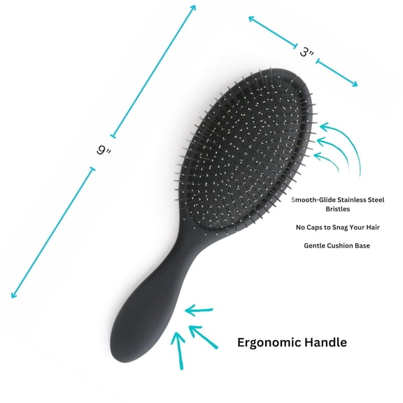 FGERFE-Professional Wet & Dry Detangling Hair Brush Resin Handle with Smooth Steel Bristles Safe for Extensions, Wigs & All Hair Types Scalp Massage Design