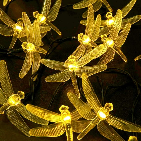 FGERFE-Semilits Solar String Lights 20Ft 30LED Dragonfly Shaped Waterproof Fairy Decoration Lighting for Indoor/Outdoor,Patio Christmas Party Holiday Decorations