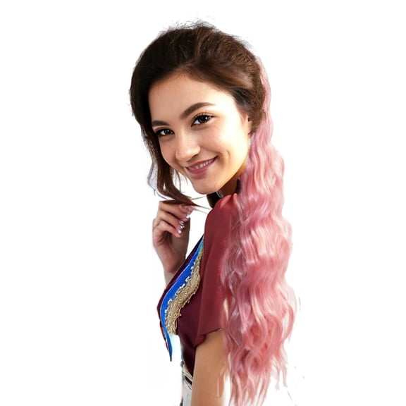 FGERFE-Single Color Corn Wave Ponytail Extension Long Wavy Curly Velcro Wrap Around Pony Tail Heat Resistant Synthetic Hairpiece for Women (Dark watermelon red)