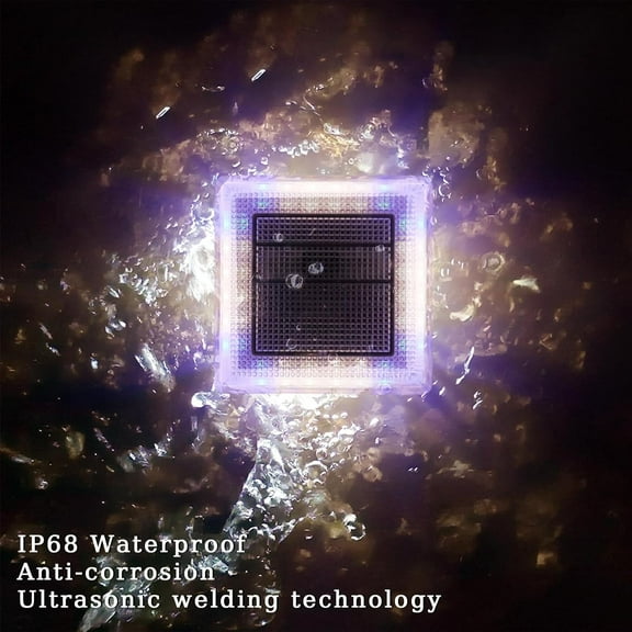 FGERFE-Solar Deck Lights Outdoor, IP68 Waterproof Step Lights, Solar Powered Driveway Lights, Natural White 4000K LED Lights, Stick on Garden Steps Yard Fence Patio Pathway Dock, Square(4 Pack)