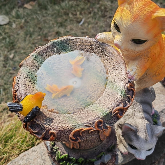 FGERFE-Solar Garden Statue Cat - Solar Lights Outdoor Cat, Decorative Animal Lamp, Yard, Patio, Lawn Art Decoration, Housewarming Gift 8.66 Inch Tall