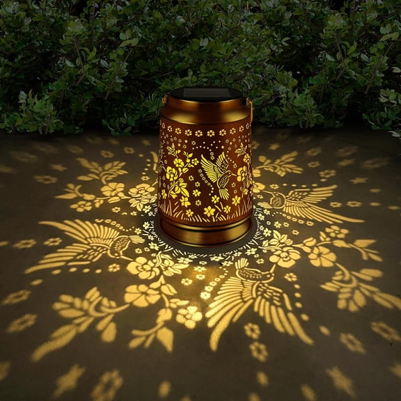 FGERFE-Solar Hummingbird Lanterns Outdoor Waterproof, Metal Openwork LED Hanging Solar Lights Outside Decorative for Yard Patio Backyard Deck Porch Garden Decor Birthday Gifts for Women Mom Grandma