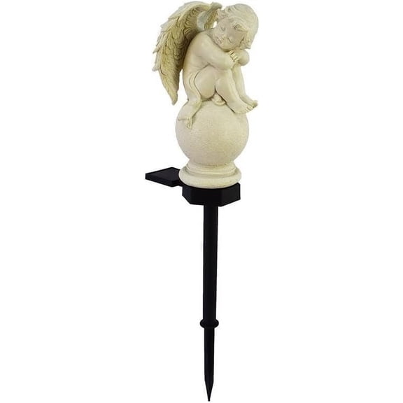 FGERFE-Solar Outdoor Garden Stakes Lighting for Garden Decoration, Solar Garden Gifts for Patio, Balcony, Yard Ornament, Unique Housewarming Figurine Lights, Garden Gifts for Women, Mom (Angel Sit)