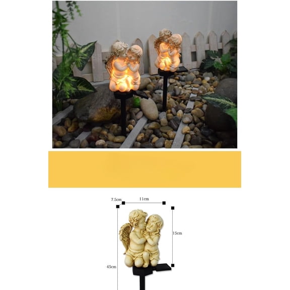 FGERFE-Solar Outdoor Garden Stakes Lighting for Garden Decoration, Solar Garden Gifts for Patio, Balcony, Yard Ornament, Unique Housewarming Figurine Lights, Garden Gifts for Women, Mom (Angel Couple