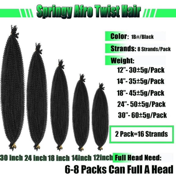 FGERFE-Springy Afro Twist Hair 14 Inch 2 Packs Kinky Marley Twist Braiding Hair Wrapping Hair For Soft Locs (Black Marley Hair for Faux Locs)