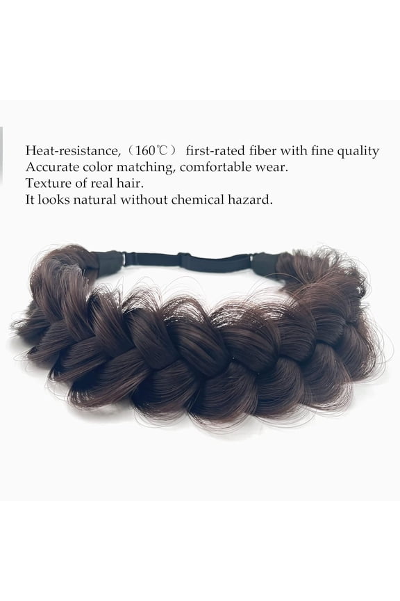 -Synthetic Hair Braided Headband Classic Wide Strands Wedding Disorderly Fluffy Braids Wig Band Women Beauty Accessory