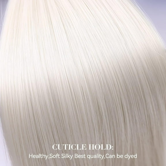 FGERFE-Synthetic Hair Extensions Platinum Blonde 20 Inch Full Head Ice Blonde Hair #60 Clip in Extensions 4 Pcs