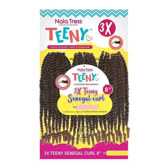 FGERFE-Teeny 3 x Senegal Curl Crochet Hair Dreadlock Extensions Curly Braiding Hair Premium Handmade Synthetic Hair Bundles for Teen Girls Beautiful Colors and Realistic Look (1B)