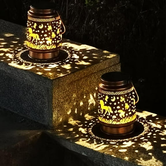 FGERFE-Unicorn Solar Light Outdoor Waterproof Hanging Decoration, Unicorn Metal Solar Decoration LED Lantern Outdoor Garden Decoration, Courtyard, Lawn, Tabletop, Path, Landscaping (Unicorn)