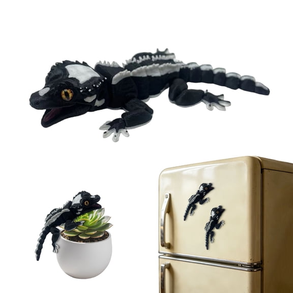 FGJHF 3D Printed Articulated Gecko Movable Joints Cool Animal For Fridge And Metal