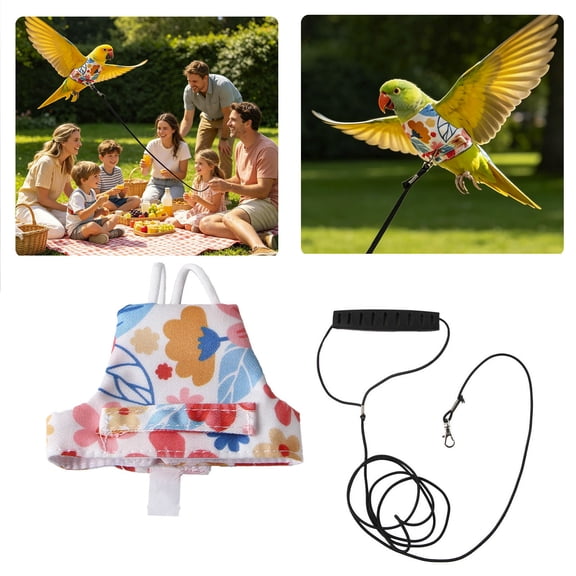 FGJHF Bird Flying Harness Breathable Escape Proof Clothes Adjustable Bird Harness Rope Outdoor Training Soft Parrot Vest | For Sparrow Conures Use