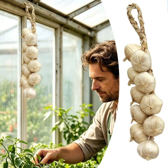 FGJHF Garlic Hanging Ornament For Kitchen Garlic String With Fresh Garlic Bulb Design For Kitchen Storage And