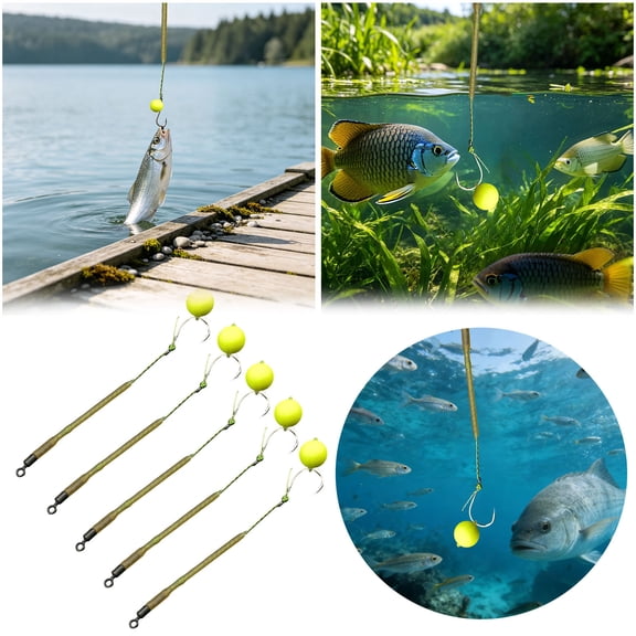FGJHF Tied Up Rig Short Hook With High Buoyant Floating Size Tackle 5pcs High Steel Hooks