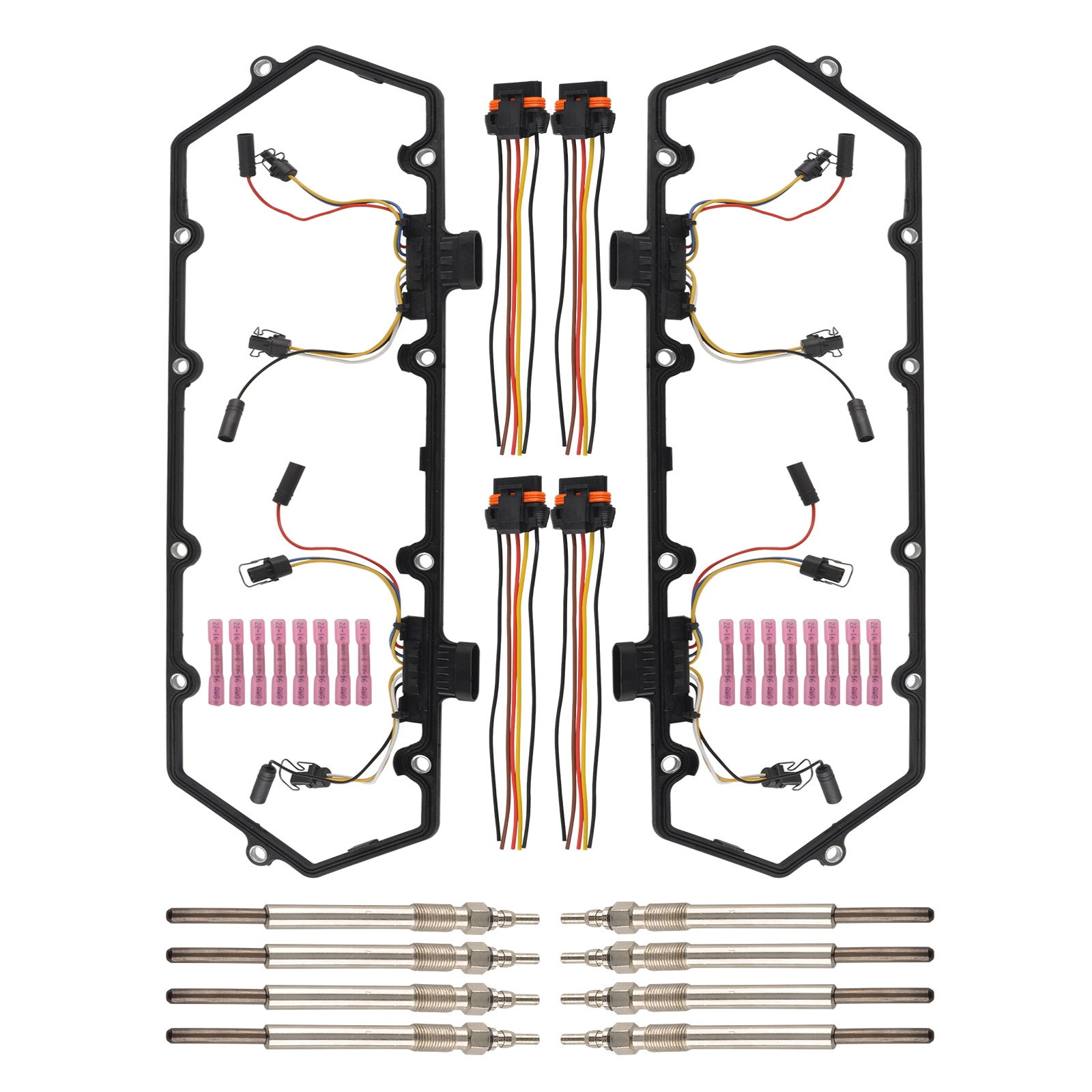 Maxpeedingrods Valve Cover Gasket With Harness Glow Plug Set for Ford 7