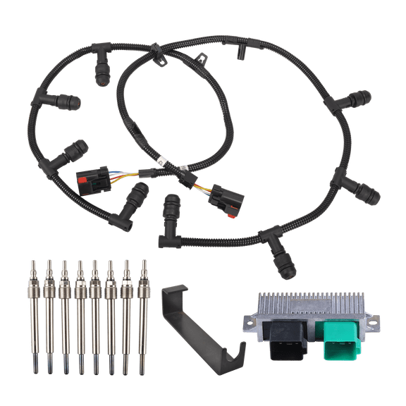 FGJQEFG Powerstroke Glow Plugs Harnesses GPCM Controller + Tool Compatible with 04-10 Ford 6.0 6.0L