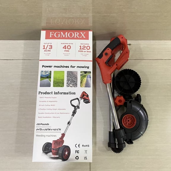 FGMORX Weeding machines,14-Inch Cordless String Trimmer & Edger, (2 x 21V 4.0Ah Electric Brush Cutter Battery Powered), Telescopic Handle, 3 Cutting Methods
