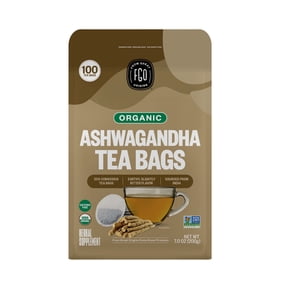 FGO Ashwagandha Tea Bags, Organic, Eco-Conscious, 100 Count