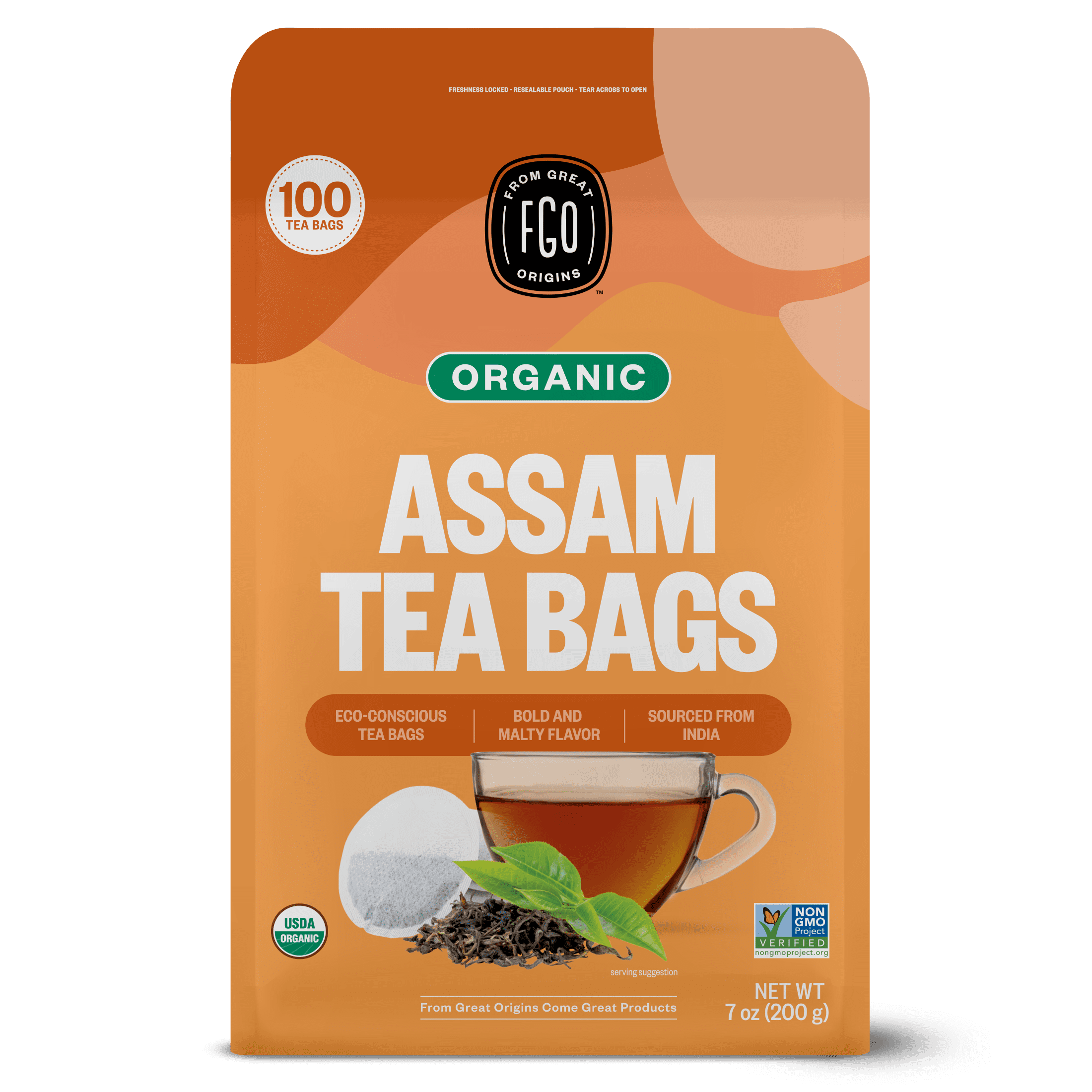 FGO Assam Tea, Organic, Eco-Conscious Tea Bags (100 Count)