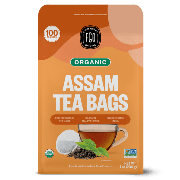 FGO Assam Tea, Organic, Eco-Conscious Tea Bags (100 Count)