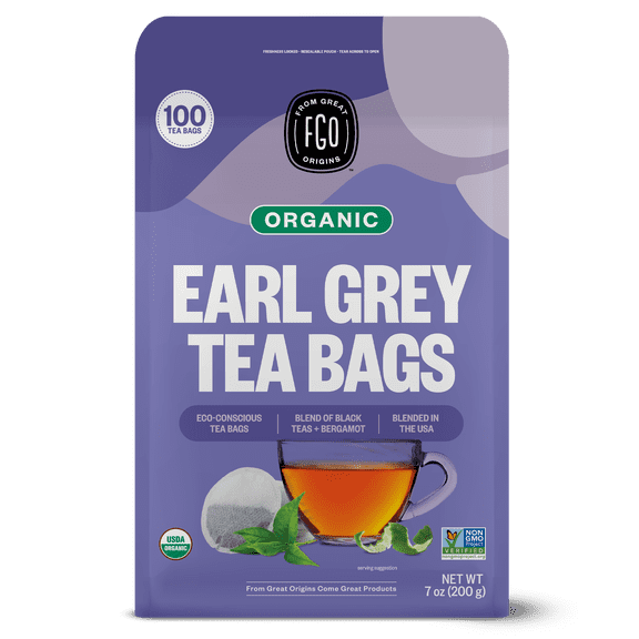 FGO Earl Grey Tea, Organic, Eco-Conscious Tea Bags (100 Count)