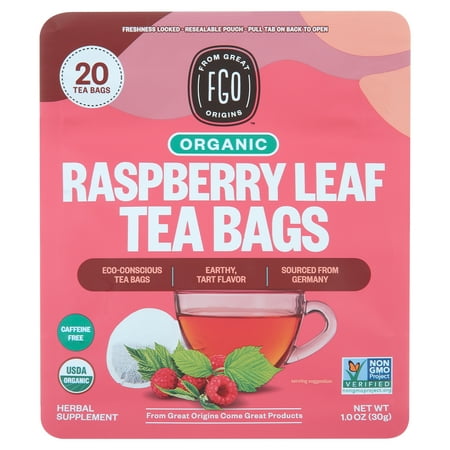 FGO Raspberry Tea, Organic, Eco-Conscious Tea Bags (20 Count)