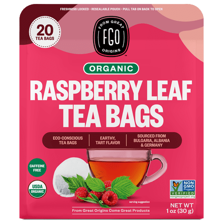 FGO Raspberry Tea, Organic, Eco-Conscious Tea Bags (20 Count)