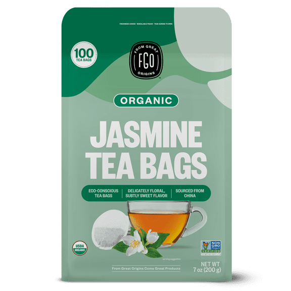 FGO Jasmine Tea, Organic, Eco-Conscious Tea Bags (100 Count)