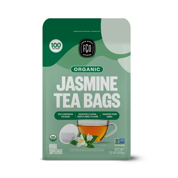 FGO Jasmine Tea, Organic, Eco-Conscious Tea Bags (100 Count)