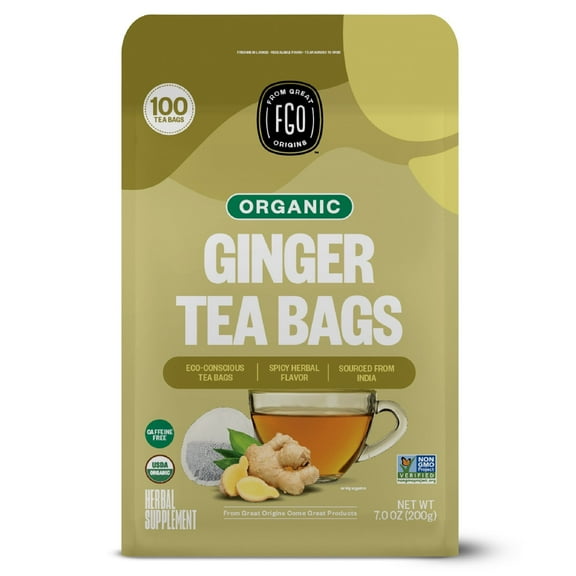 FGO Ginger Tea, Organic, Eco-Conscious Tea Bags (100 Count)