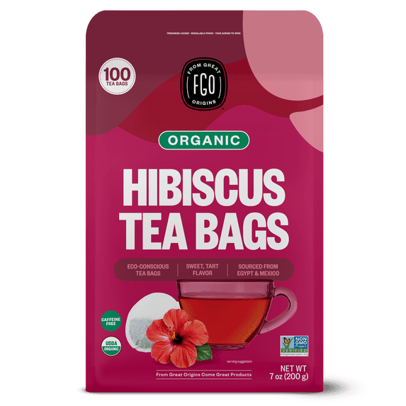 FGO Hibiscus Tea, Organic, Eco-Conscious Tea Bags (100 Count)