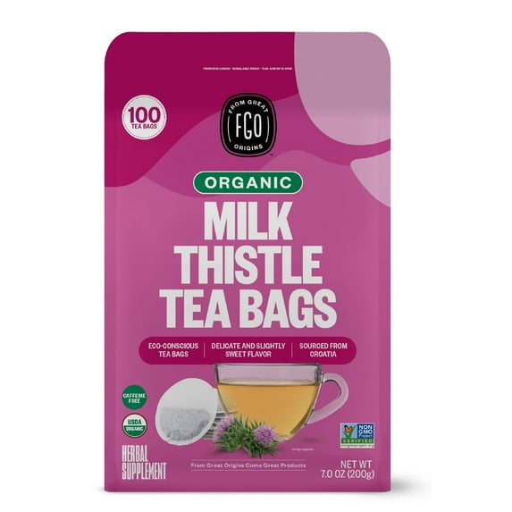 FGO Milk Thistle Tea, Organic, Eco-Conscious Tea Bags (100 Count)
