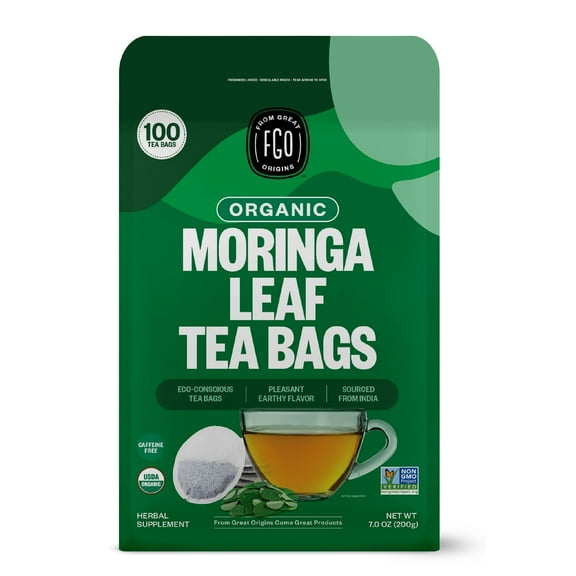FGO Moringa Tea, Organic, Eco-Conscious Tea Bags (100 Count)
