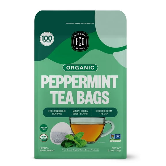 FGO Peppermint Tea, Organic, Eco-Conscious Tea Bags (100 Count)