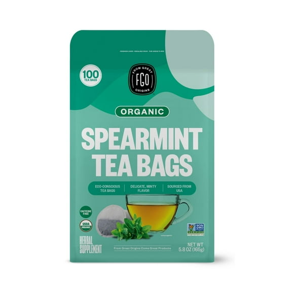 FGO Spearmint Tea, Organic, Eco-Conscious Tea Bags (100 Count)
