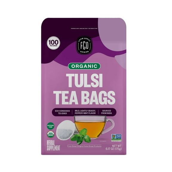 FGO Tulsi Tea, Organic, Eco-Conscious Tea Bags (100 Count)