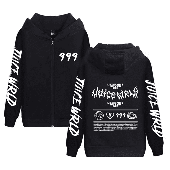 FGRSGHACVN NEW HOT 2025 Juice WRLD Unisex Zip Up Hoodie Hip Hop Casual Pullover Hooded Zip-Up Sweatshirts Punk Coat