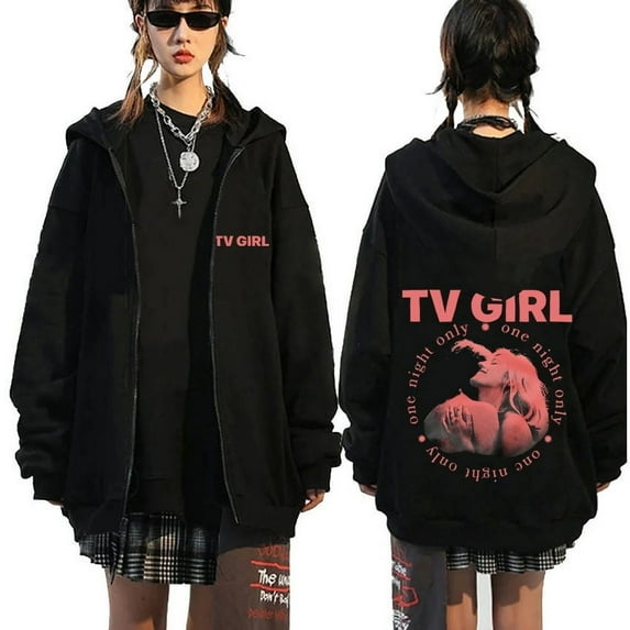 FGRSGHACVN Really Cares TV Girl Graphic Printing zipper hoodie Men Women Fashion Casual Oversized zippered jacket