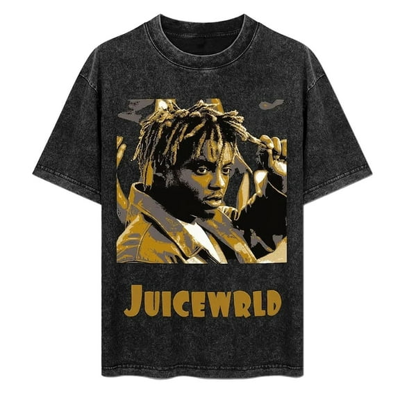 FGRSGHACVN Street Cotton Vintage Hip Hop Rapper Juice Wrld Shirt Clothing Graphic T Shirts Men Oversized Loose
