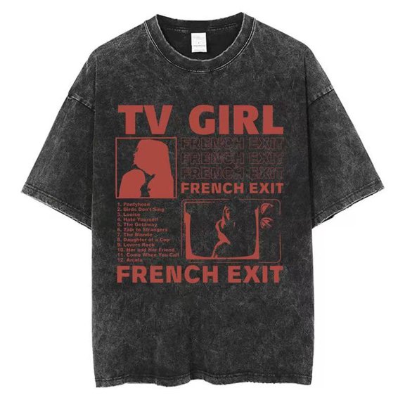 FGRSGHACVN TV Girl Merch Unisex Oversized Soft Washed Vintage Cotton Crewneck T-Shirt - Grapes Upon The Vine Graphic Print Summer Harajuku Casual Streetwear