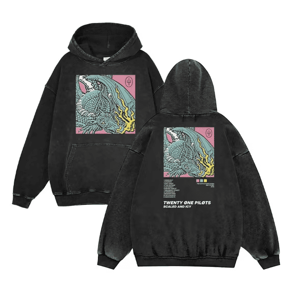 FGRSGHACVN Vintage Washed Twenty One Pilots Hoodie Unisex Streetwear Long Sleeve Pullover Sheep Graphic Funny Hoodie Casual Sweatshirt