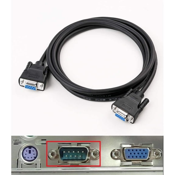 FGTHBF-1.5 ft Straight Through Serial DB9 Cable Female to Female 9 Pin COM Port Cord for Data Communication (0.5 Meter, Black)