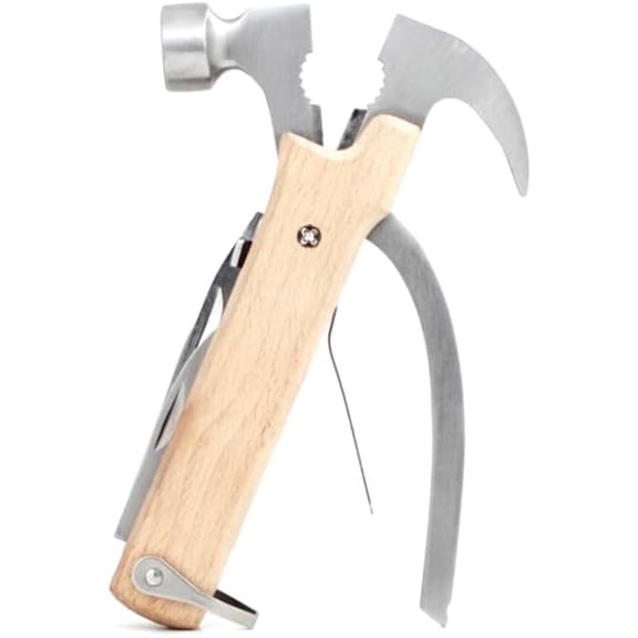 FGTHBF-10 in 1 Pocket Compact EDC Gear Equipment Stainless Steel Multi-Tool, White, Wood Handle, for Outdoors, Camping Tool Accessories Survival