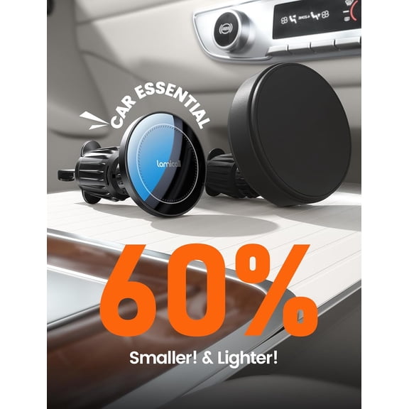 FGTHBF-15W for MagSafe Car Mount Charger - [20X Strong Magnets] Wireless Car Phone Holder Charger, Magnetic Phone Holders for Car Vent Dash Accessories for Women Men for iPhone 17 Pro Max Black