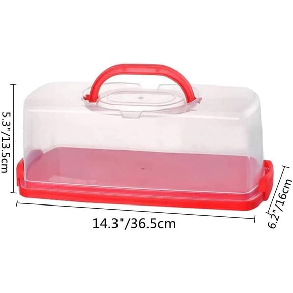 FGTHBF-2 Pack Plastic Rectangular Loaf Cake Storage Container,Bread Keeper for Carrying and Storing Banana Bread,Pumpkin Bread (Red)