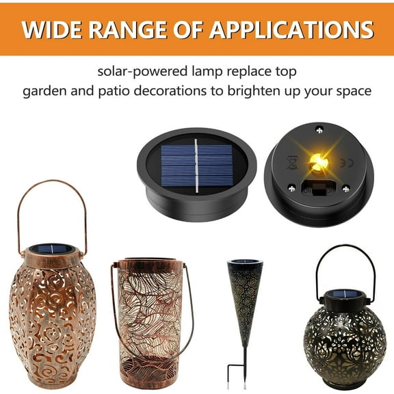 FGTHBF-2 Pack Replacement Solar Light Parts(Top Size 2.76 inches, Bottom Size 2.36 inches),7 Lumens Warm White LED Light Bulbs Waterproof Solar Light Replacement Top
