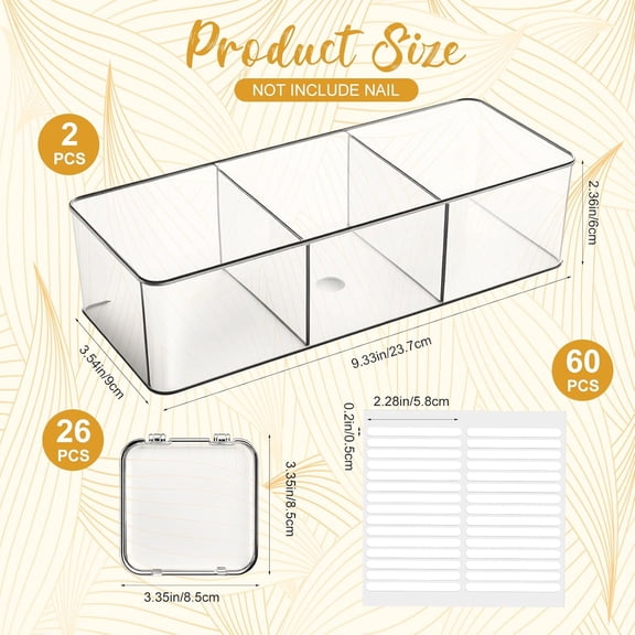 FGTHBF-24 Pcs Press on Nail Storage Box Container with 2 Big Box Organizer Case False Nail Organizer Acrylic Display Case Packaging Boxes with Adhesive Double Sided Tape for Nails Art