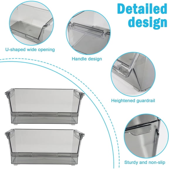 FGTHBF-2Pack Pantry Organization and Food Storage Bin, Stackable Snack Organizer with Handles,Refrigerator Organizers and Storage for Kitchen Pantry Bathroom for Snacks, Spices,Chips Food Organizer