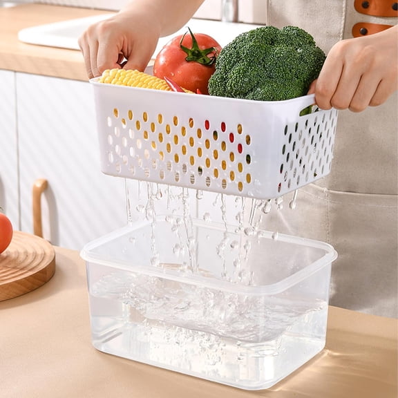 FGTHBF-3 PCS Fruit Storage Containers for Fridge Food Berry Storage Container Set with Removable Strainer Lid Berries Container for Fridge BPA-Free Plastic Crisper for Long-Term Freshness