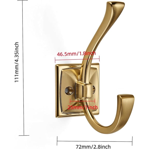 FGTHBF-3 Pack Heavy-Duty Bathroom Kitchen Wardrobe Towel Robe Hook Simple Modern Home Brushed Brass Hook Suitable for Hanging Keys, Bags, Clothes, Towels, Hats, etc