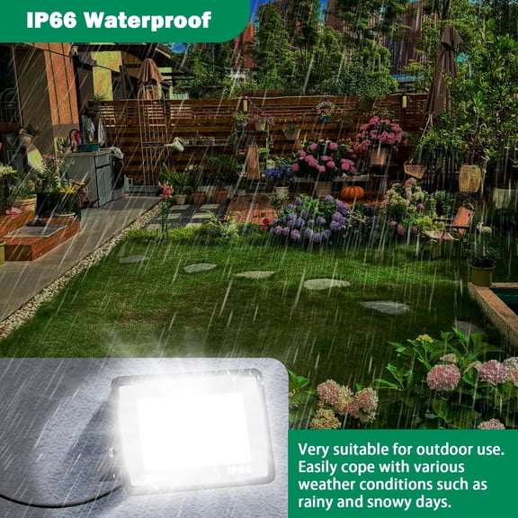FGTHBF-30W LED Flood Light Outdoor, IP66 Waterproof 5000K Daylight White 3600LM Super Brighter Work Light with 6ft Cord and Plug, Exterior Floodlight Security Lights for Yard Garage Stadium Garden